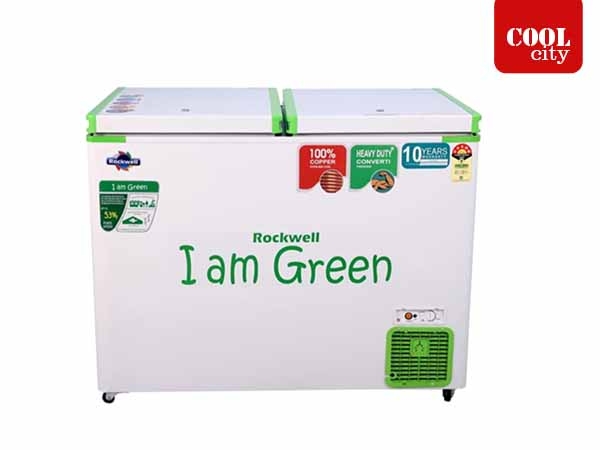 ROCKWELL - Double Door-  315 Ltr 5 Star Convertible GREEN Deep Freezer